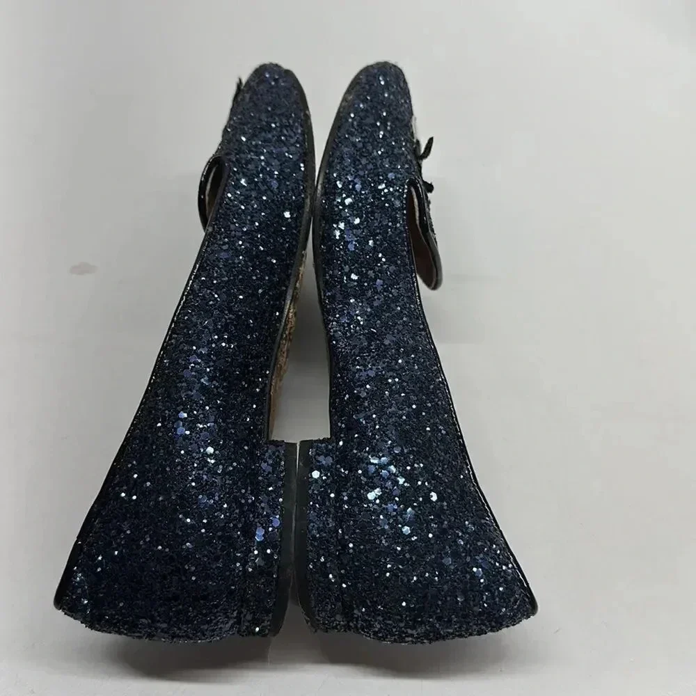 Chiara Ferragni Glitter Ballet Flats Shoes Wink Evil Eye Navy Blue Size 36 6